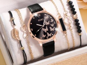 Montre à quartz ronde style décontracté avec bracelet tressé en PU. Idéal pour quotidien.