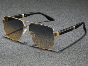 Lunettes de soleil homme monture large avec lentilles dégradées pour conduite et sport