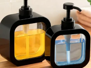 Bouteille à pompe rechargeable transparente – distributeur savon, lotion et gel douche