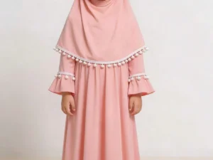 Ensemble fille 2 pièces avec robe manches longues et foulard assorti élégant