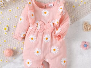 Combinaison bébé fille manches longues 2 pièces avec foulard – tenue confortable