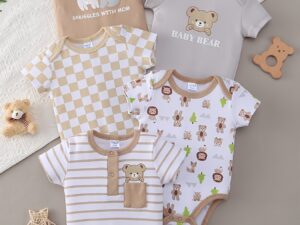 Lot Barboteuses Bébé 5 Pièces – Douces, pratiques et idéales toute l’année