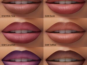 Crayon à lèvres mat teinte rouge, longue tenue, texture crémeuse facile à appliquer. Idéal pour un look sophistiqué.