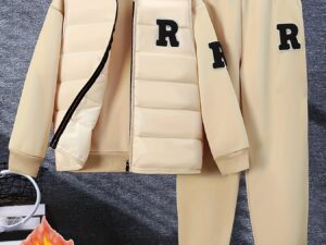 Ensemble thermique hiver 3 pièces homme avec gilet, pull et pantalon