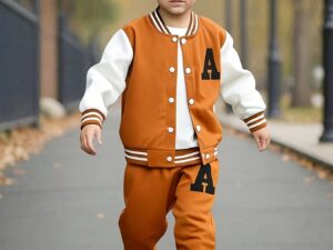 Ensemble garçon 2 pièces automne hiver avec veste baseball et pantalon