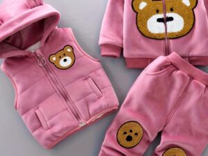 Ensemble 3 pièces automne/hiver pour enfants. Costume bébé fille pour l'extérieur.