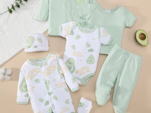 Ensemble bébé 8 pièces motif avocat dessin animé – confortable printemps été