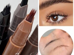 Crayon à sourcils double extrémité avec brosse pour un remplissage précis et naturel. Tenue longue durée, résistant à l'eau.