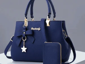 Ensemble sac à main et portefeuille femme en PU avec fermeture zip et grande capacité